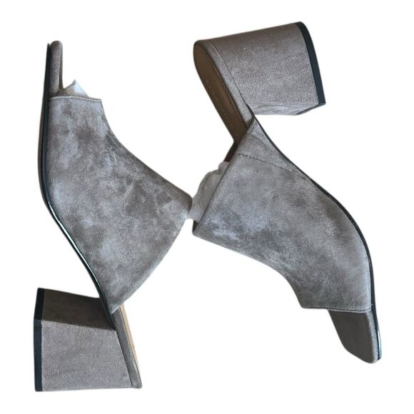 Lisa Vicky Gray Suede Open Toe Mule Heels 7.5 - Picture 1 of 4